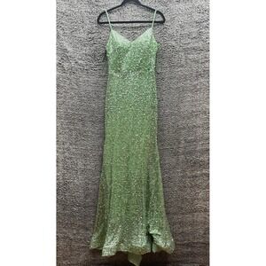 Aqua Formal Sparkling Sequin Sweetheart Sleeveless Maxi Dress Green Women Size 6